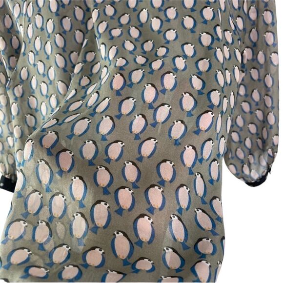 The Limited Semi Sheer Tan Papillon Bird Blouse, size small - Picture 7 of 10